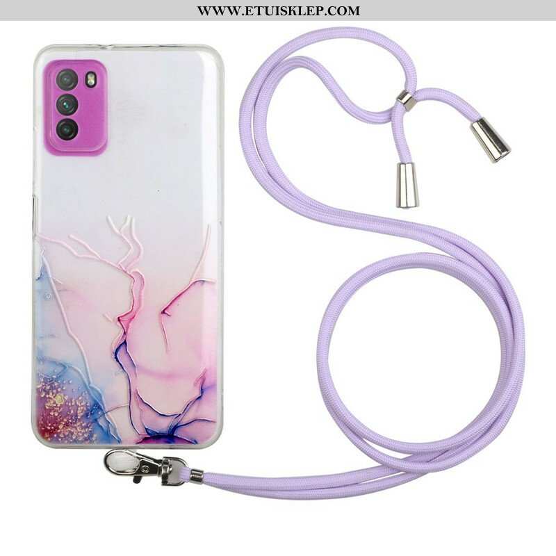 Etui do Xiaomi Redmi Note 10 5G ze Sznurkiem Z Marmurowym Sznurkiem